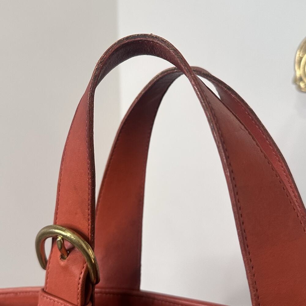 Vintage 90s Coach Red/Orange 4133 Waverly Leather Tote Bag w/ Original Hang Tag - Picture 13 of 14